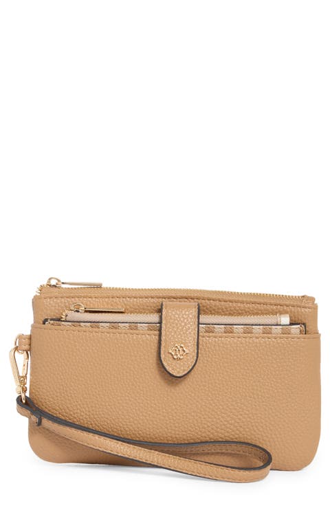 Faux Leather Wristlet with Card Case
