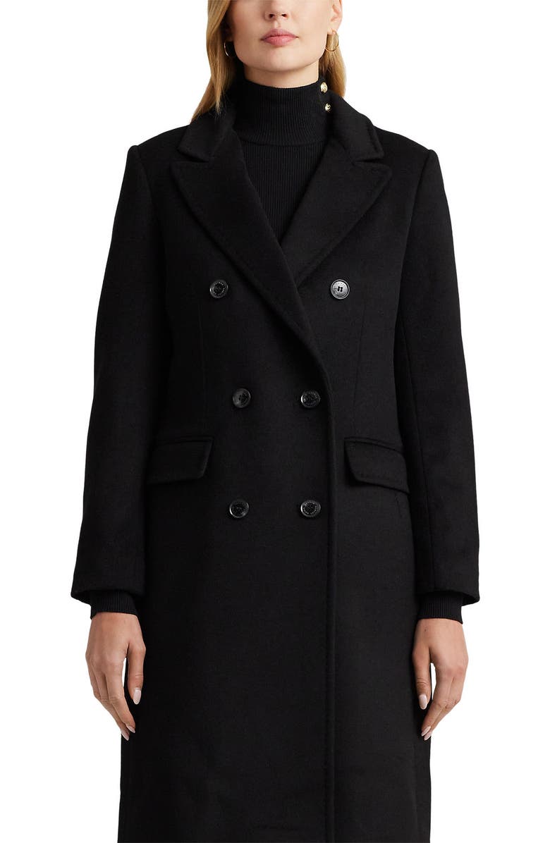 Lauren Ralph Lauren Double Breasted Wool Blend Coat, Alternate, color, 