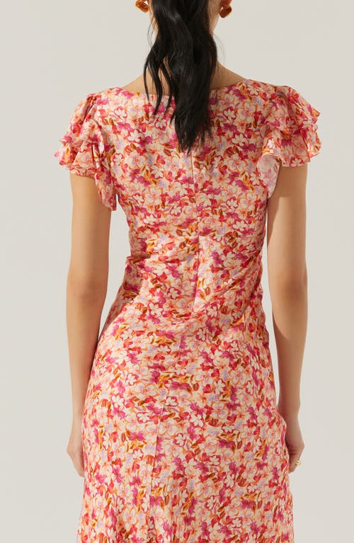 Astr The Label Maisy Midi Dress In Pink Multi Ditsy