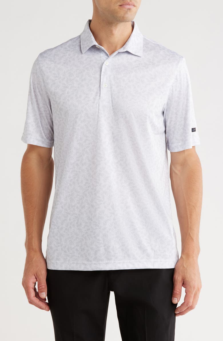Greg Norman Rye Grass Print Golf Polo, Main, color, White