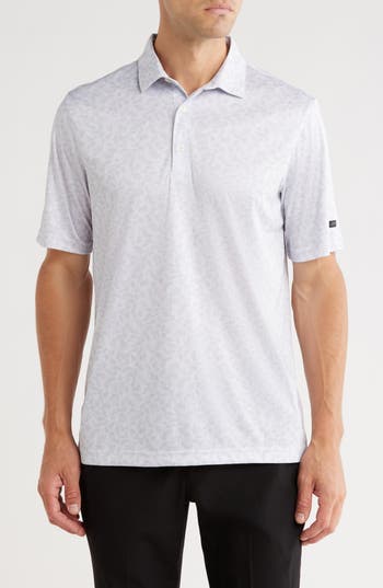 Greg Norman Rye Grass Print Golf Polo In White