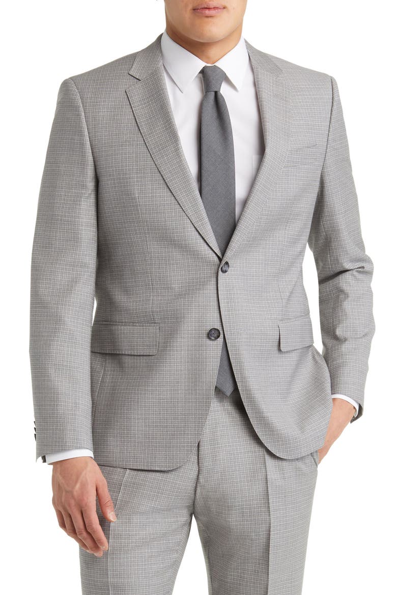 Stretch Virgin Wool Suit, Alternate, color, SILVER