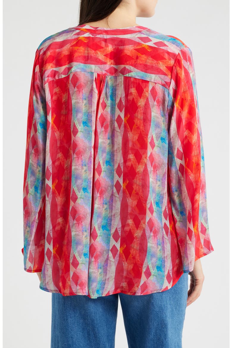 Print Split Neck Bell Sleeve Top, Alternate, color, RED MULTI