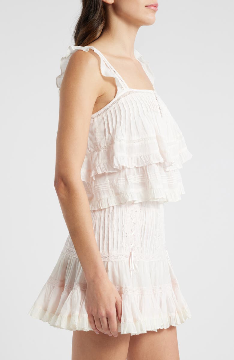 LoveShackFancy Novalee Ruffle Cotton Dobby Top, Alternate, color, 