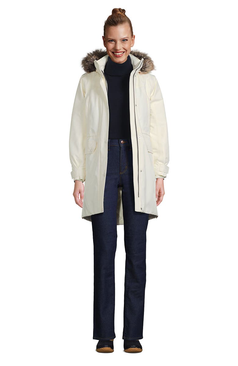Lands' End Expedition Waterproof Down Winter Parka with Faux Fur Hood, Alternate, color, Ivory
