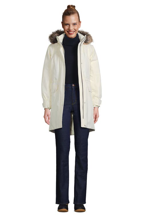 Lands' End Expedition Waterproof Down Winter Parka With Faux Fur Hood In White
