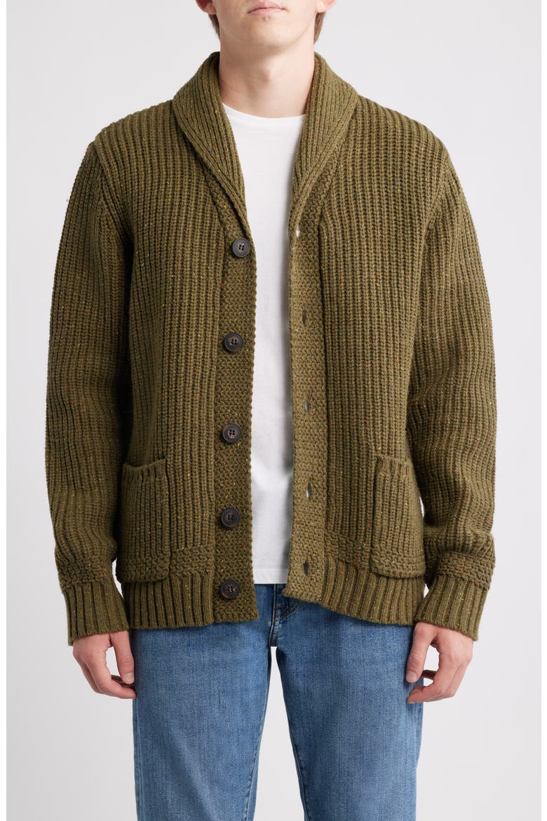 Donegal Tweed Wool Blend Cardigan, Main, color, OLIVE