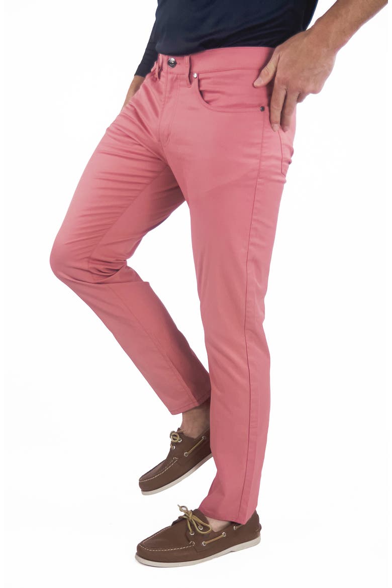 Straight Leg Stretch Cotton Blend Pants, Alternate, color, NANTUCKET RED