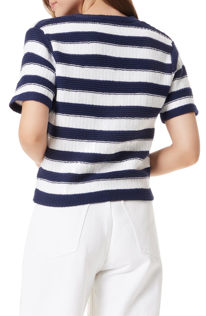 Sam Edelman Colleen Stripe Short Sleeve Cardigan, Alternate, color, 