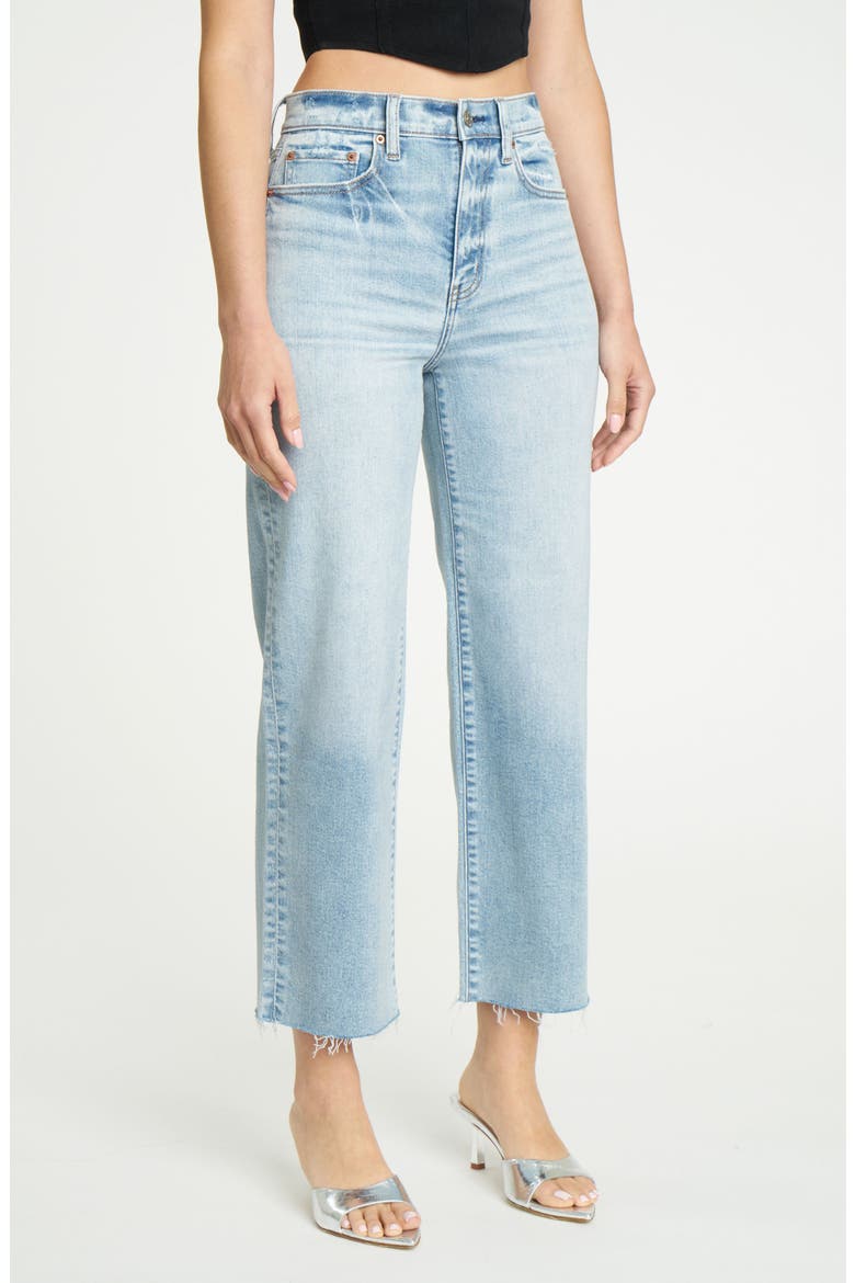 Pleaser High Waist Raw Hem Crop Jeans, Alternate, color, MIRACLE