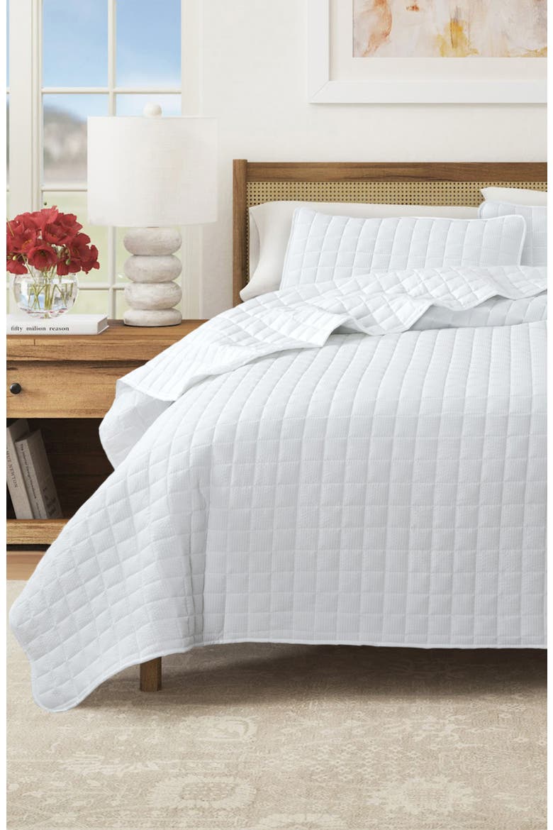 Seersucker Quilt Set, Alternate, color, WHITE