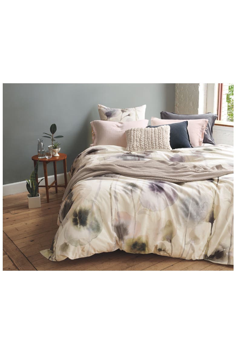Floral Print Duvet Cover, Alternate, color, WHITE WHISPER