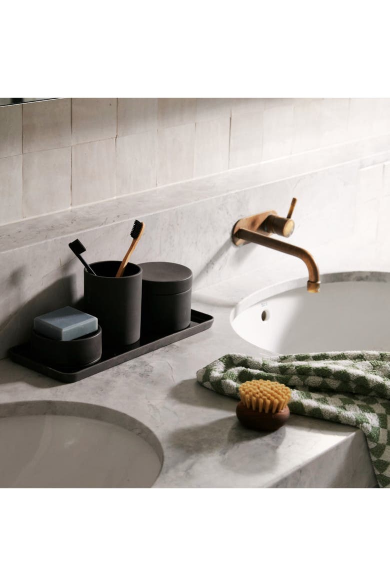 Sabia Toothbrush Holder Reusable Tumbler Vanity Bathroom Accessories, 8.5cm x 10.5cm, Alternate, color, Black
