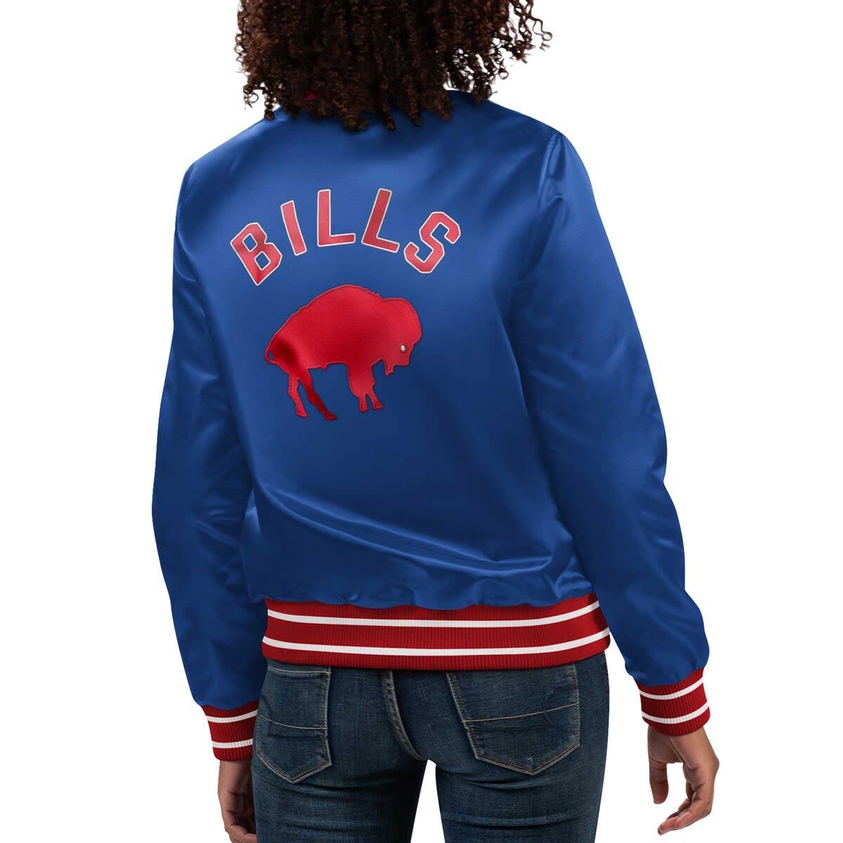 Women's Starter Royal Buffalo Bills Full Count Satin Full-Snap Varsity Jacket - image 2