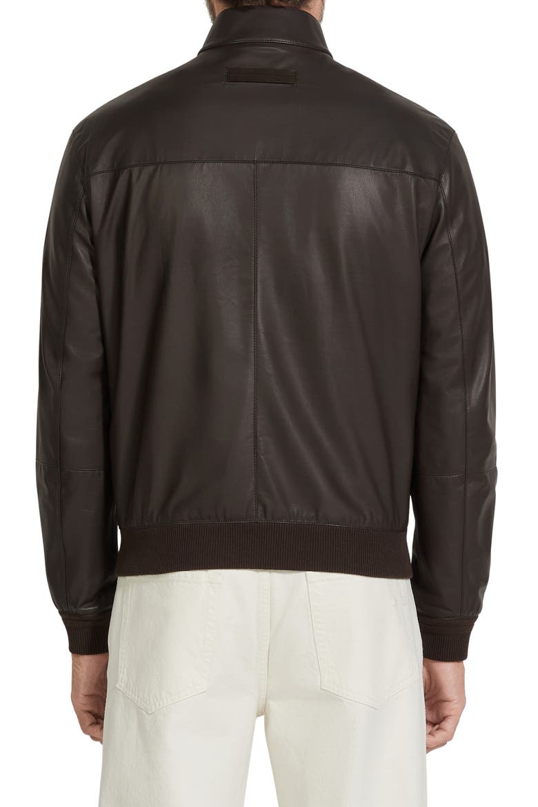 Leather Jacket, Alternate, color, DARK BROWN SOLID