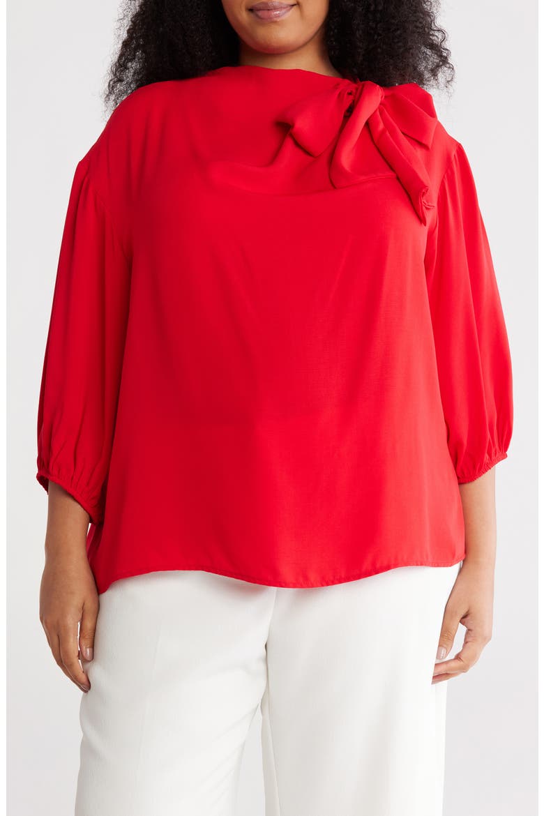 Tie Neck Top, Main, color, RED