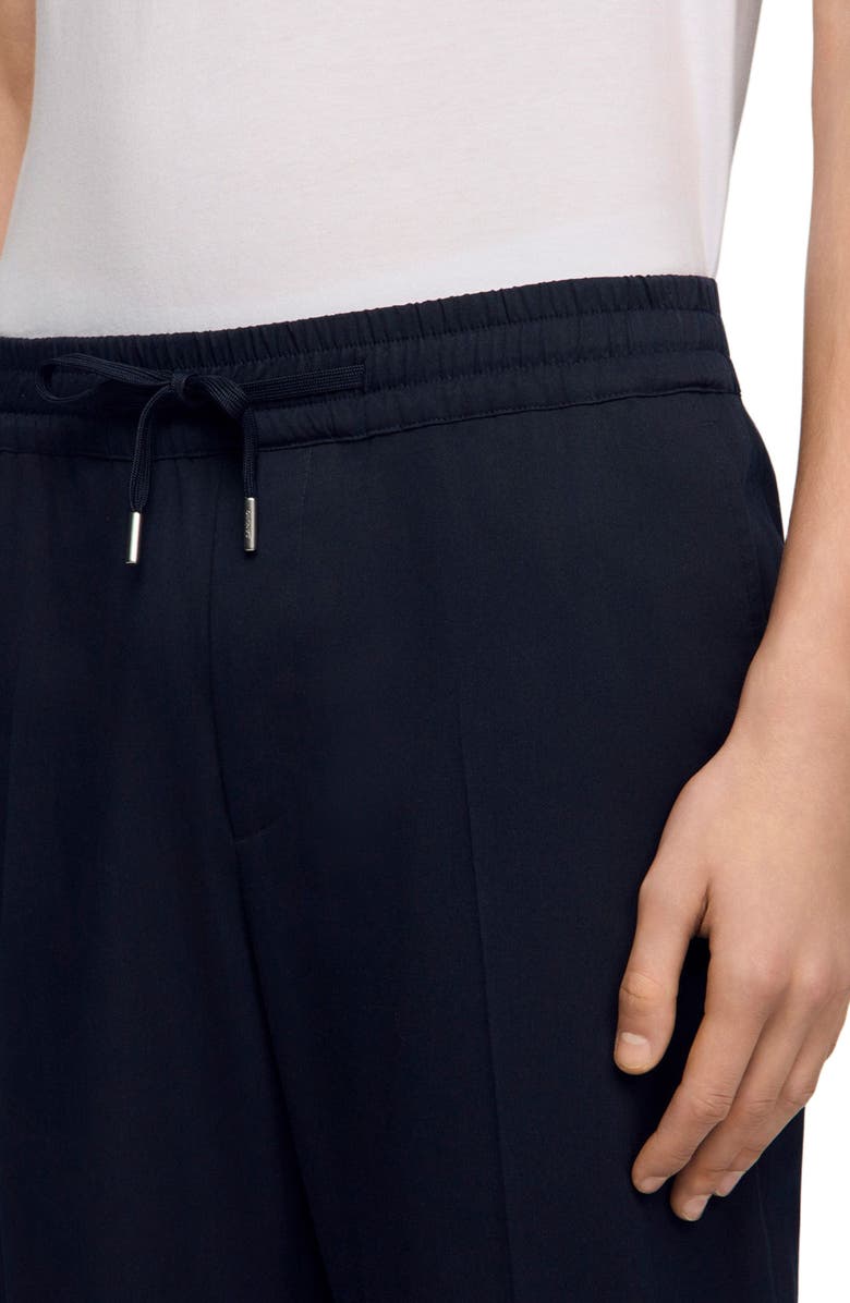 SANDRO Elasticated straight-leg trousers, Alternate, color, Midnight Blue
