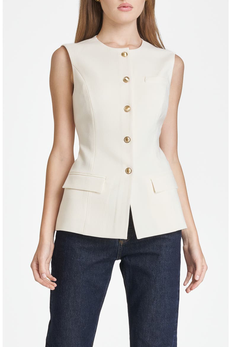 Della Button-Up Vest, Main, color, PARCHMENT