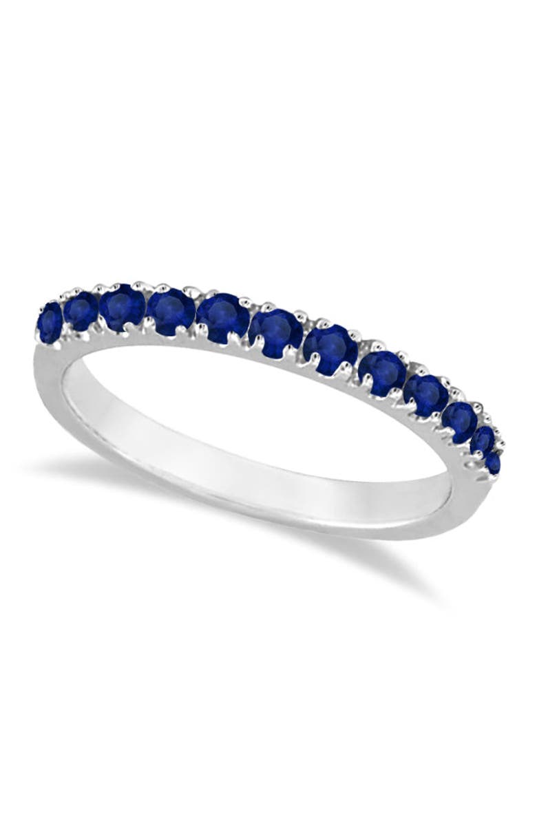 ALLUREZ Blue Sapphire Stackable Ring/ Anniversary Band in 14k, Main, color, 0.37Ct/White Gold