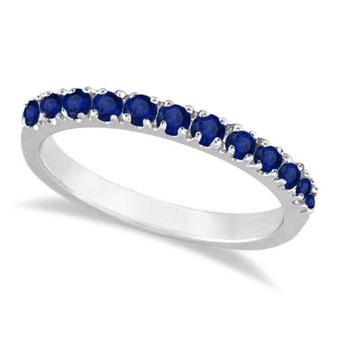Blue Sapphire Stackable Ring/ Anniversary Band in 14k