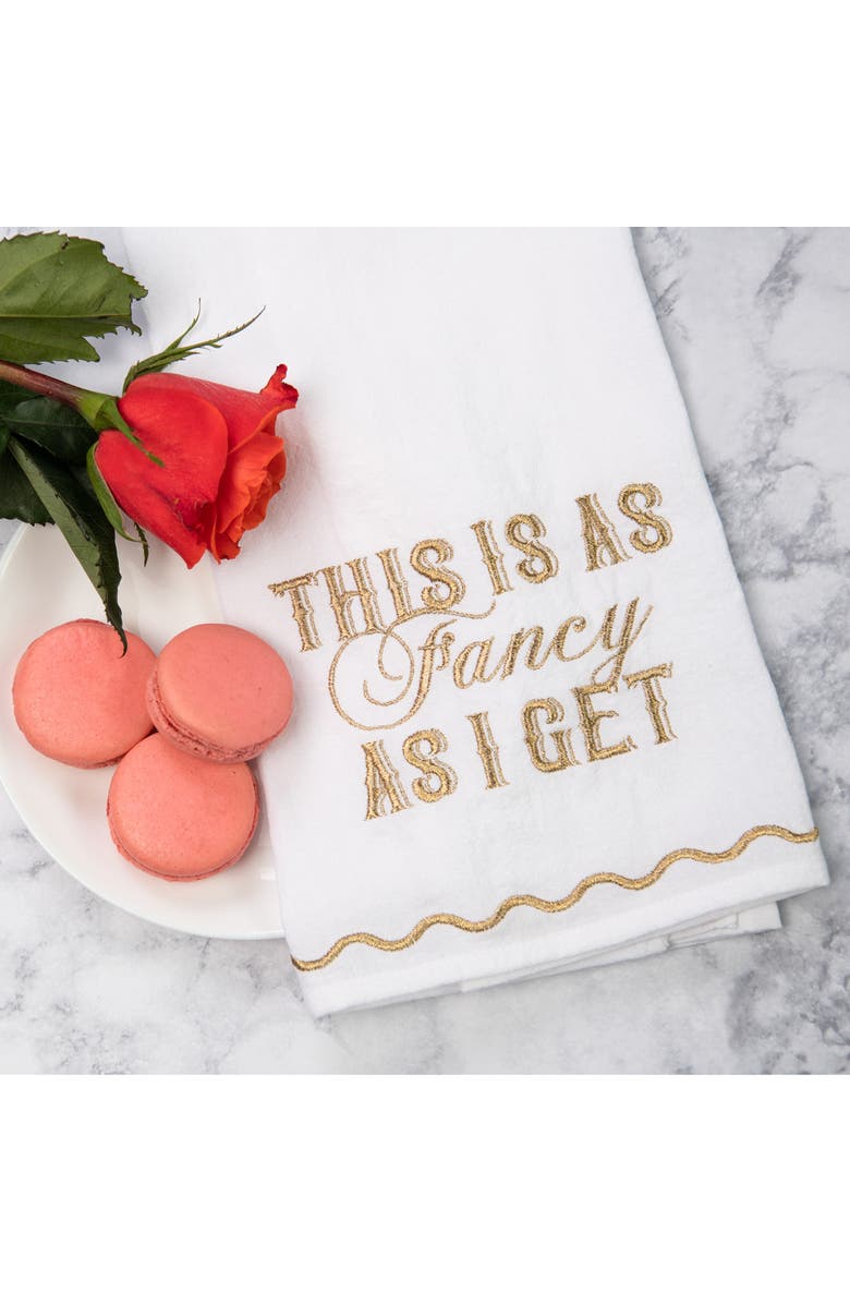 Totalee Gift This Is As Fancy Gold Thread Tea Towel Cotton Gold, Alternate, color, White