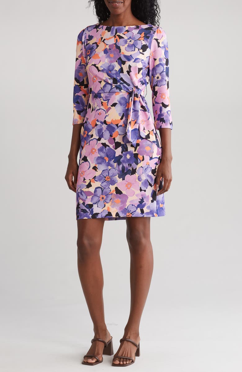 Tahari ASL Side Tie Sheath Dress, Main, color, 