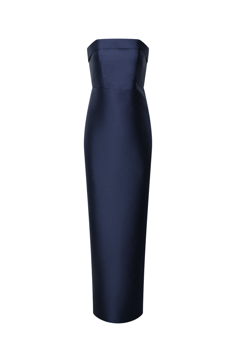 Theia Gaia Strapless Column Gown, Main, color, Navy