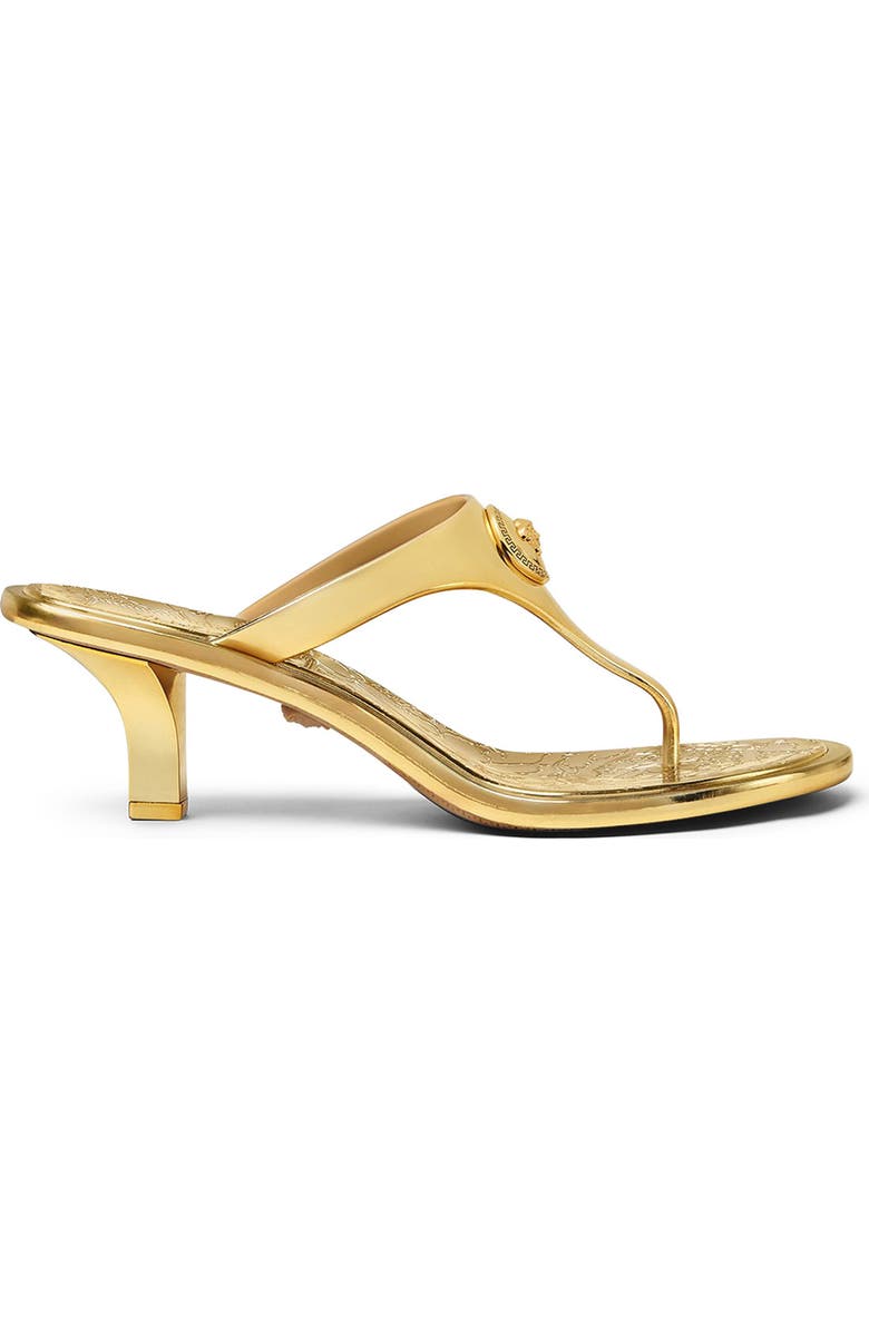Versace Alia Medusa T-Strap Sandal, Alternate, color, Gold-Versace Gold