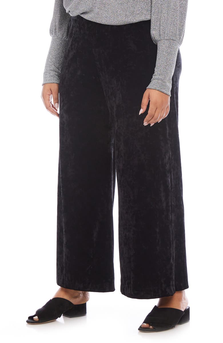 Karen Kane Crushed Velvet Ankle Wide Leg Pants, Alternate, color, 