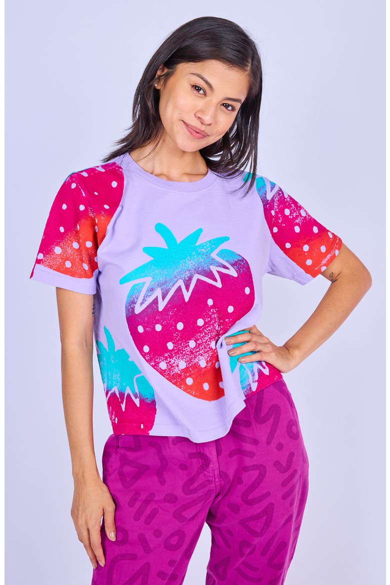 Painted Crop Tee, Main, color, Giant Strawberry