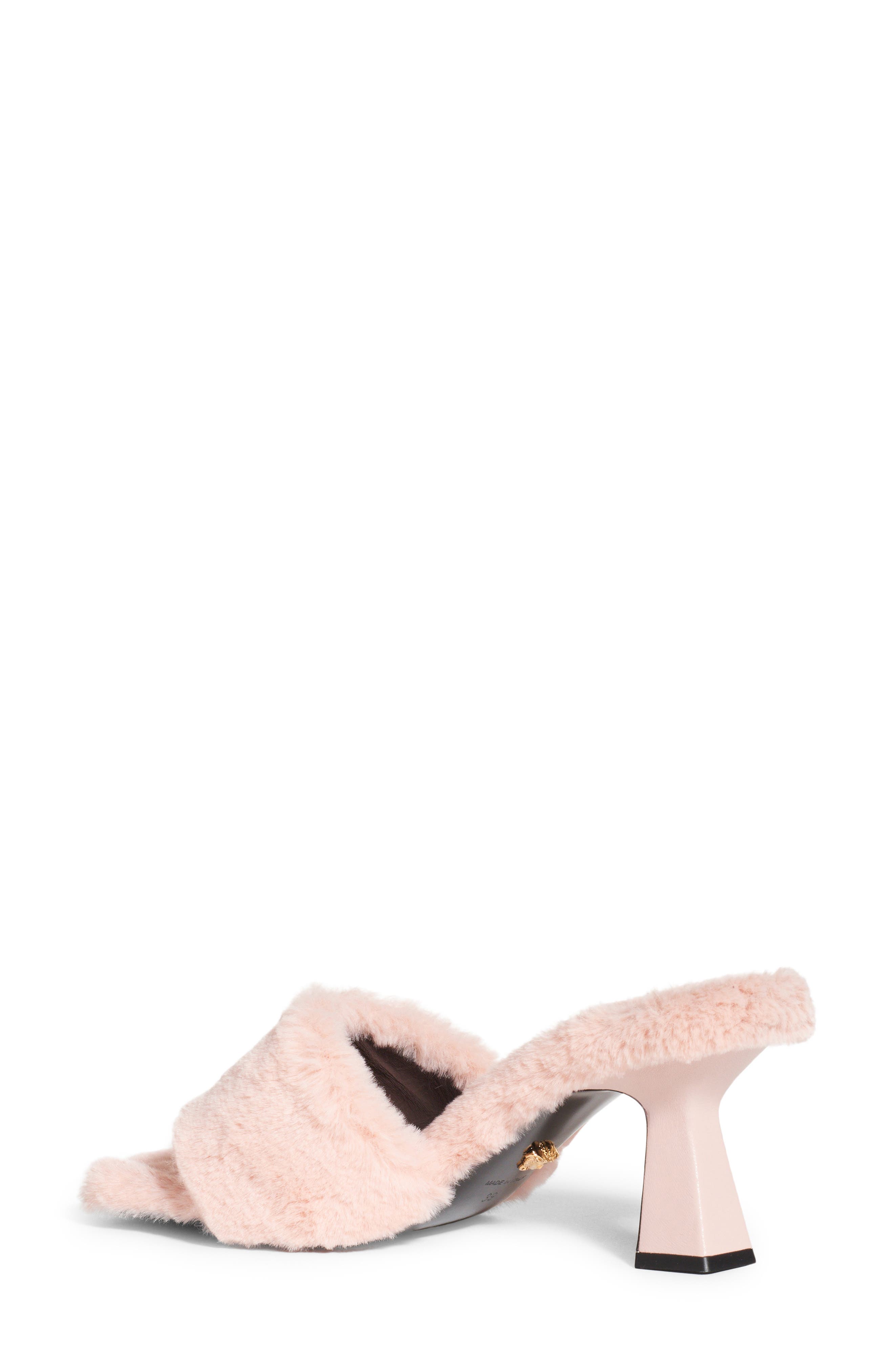 Versace La Medusa Faux Fur Slide Sandal, Alternate, color, 
