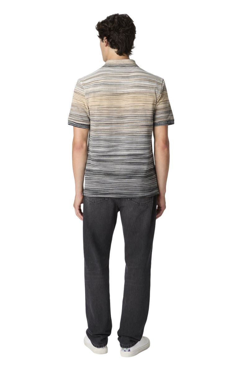 Missoni Short Sleeve Polo With Flame Knit, Alternate, color, Grey