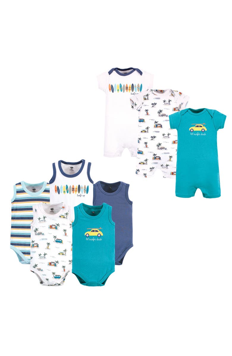 Hudson Baby 8Pc Bodysuits and Rompers, Main, color, Surfer Dude