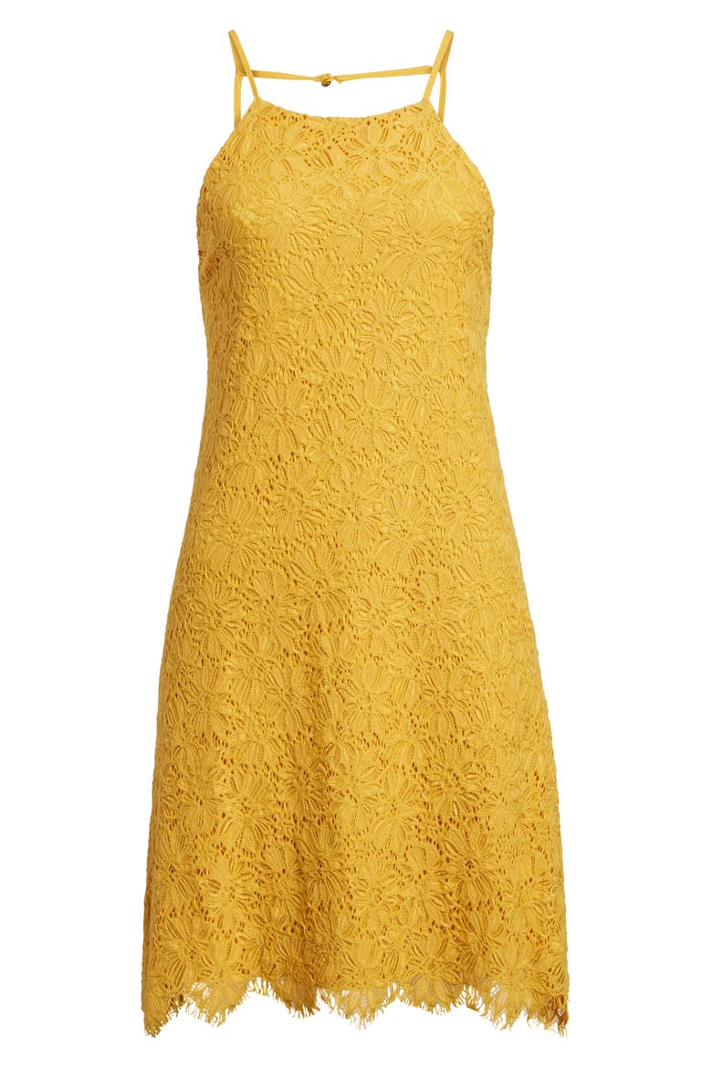 Lace Shift Dress, Alternate, color, MUSTARD