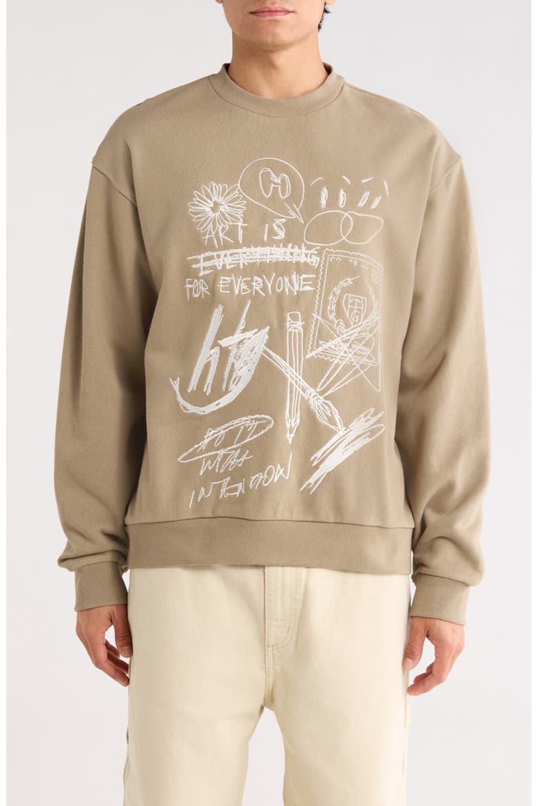 Quick Sketch Crewneck Sweatshirt, Main, color, TAUPE