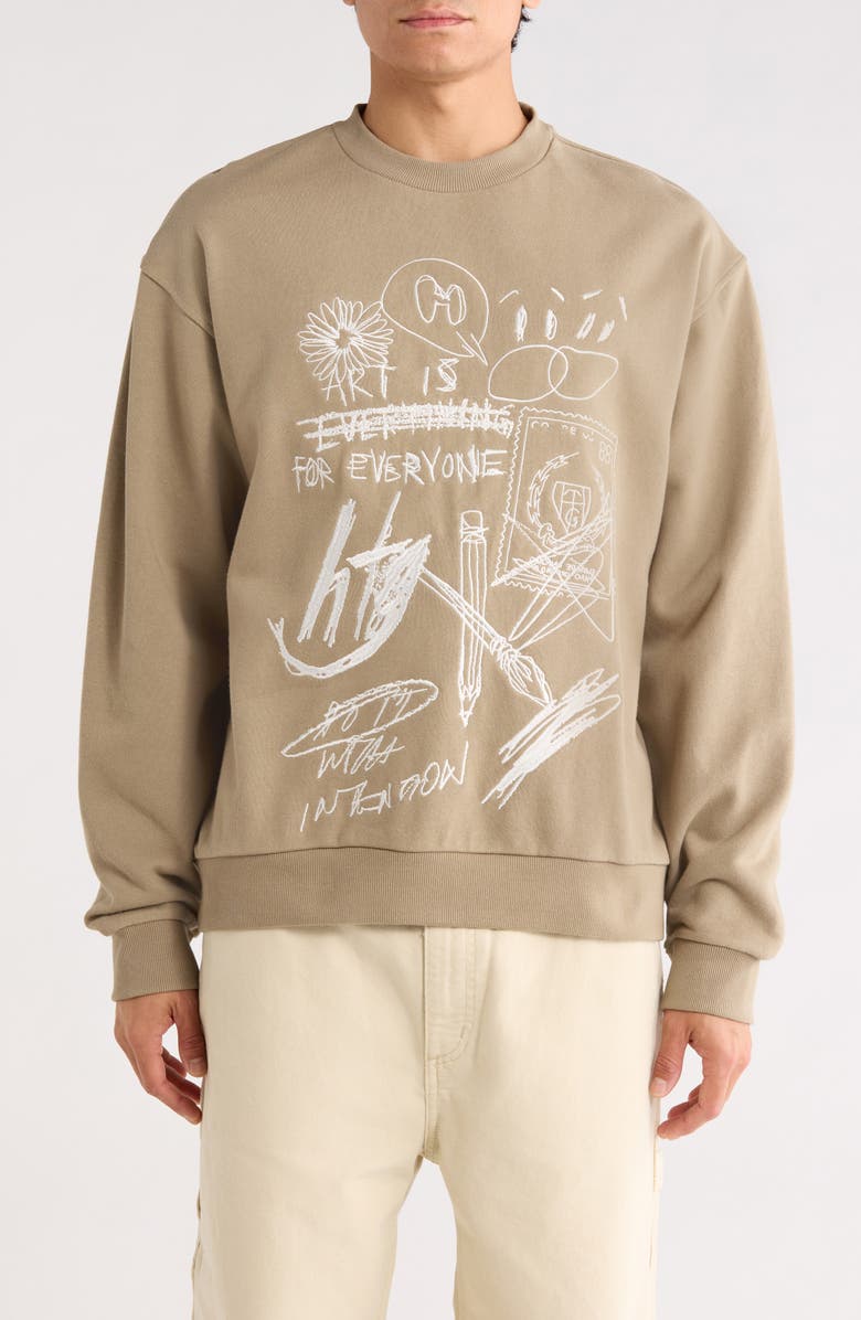 HONOR THE GIFT Quick Sketch Crewneck Sweatshirt, Main, color, Taupe