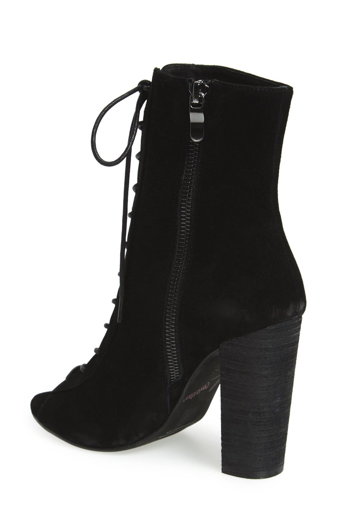 'Lawless' Lace-Up Bootie, Alternate, color, BLACK SUEDE
