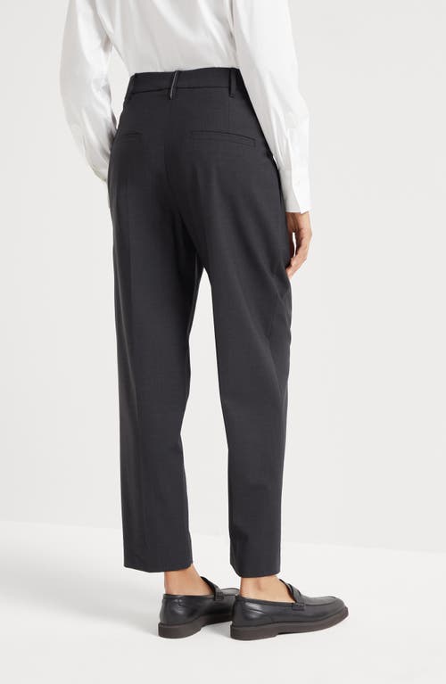 Brunello Cucinelli Black Tropical Luxury Wool Monili Slouchy Trousers In Black