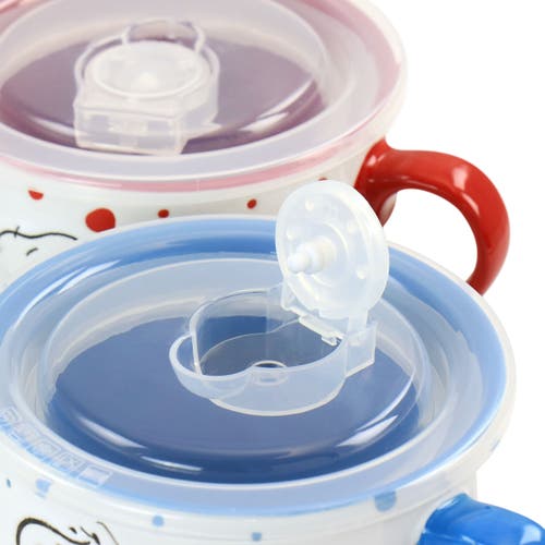 Peanuts Freckled Joy 25oz Stoneware 4 Piece Soup Cup And Lid Set In Multi