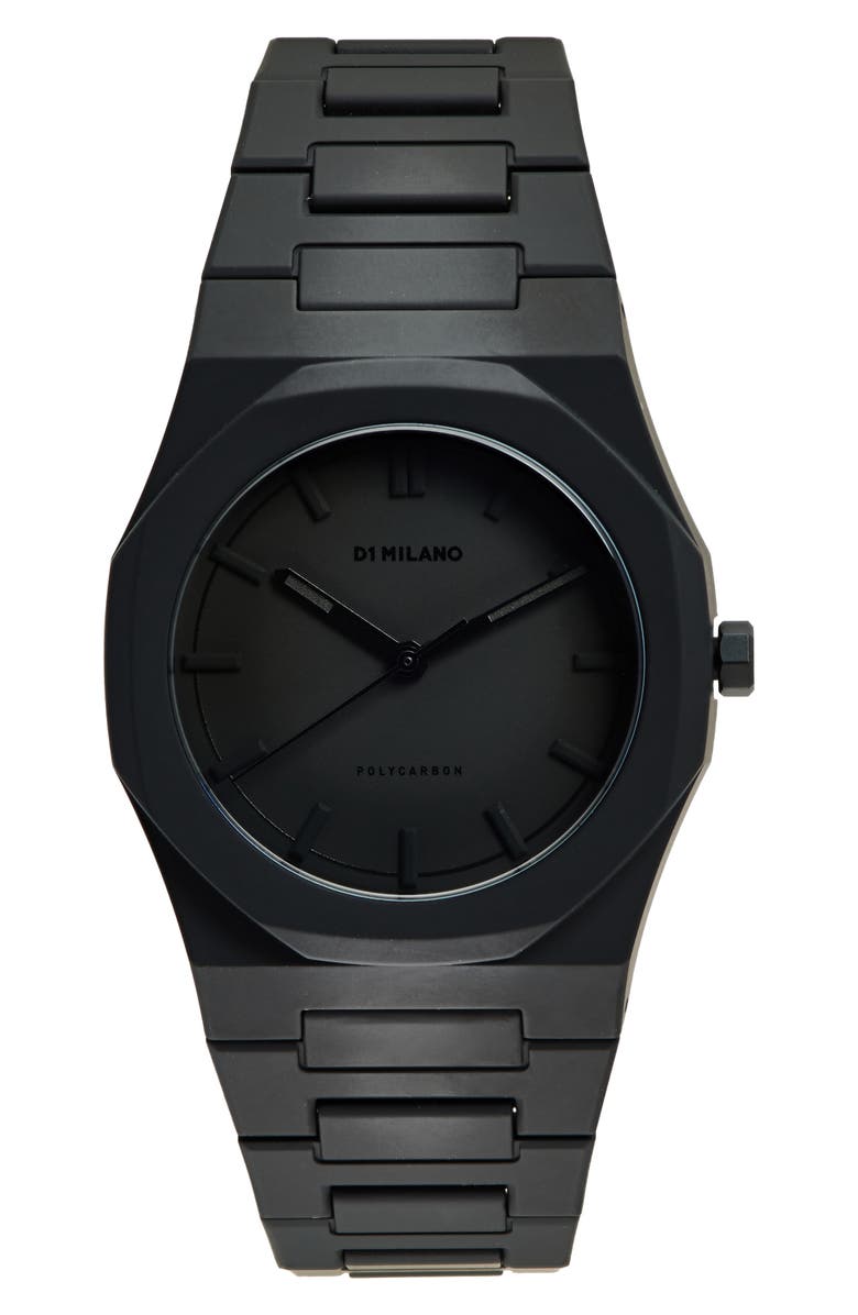 D1 Milano Shadow Polycarbon Bracelet Watch, 40.5mm, Main, color, Black