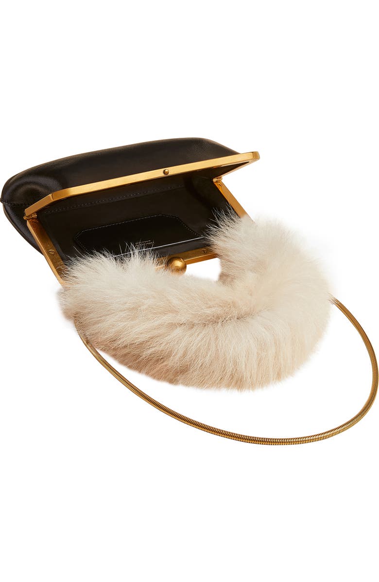 Khaite Small Lilith Patent Leather Handbag with Genuine Shearling Handle, Alternate, color,