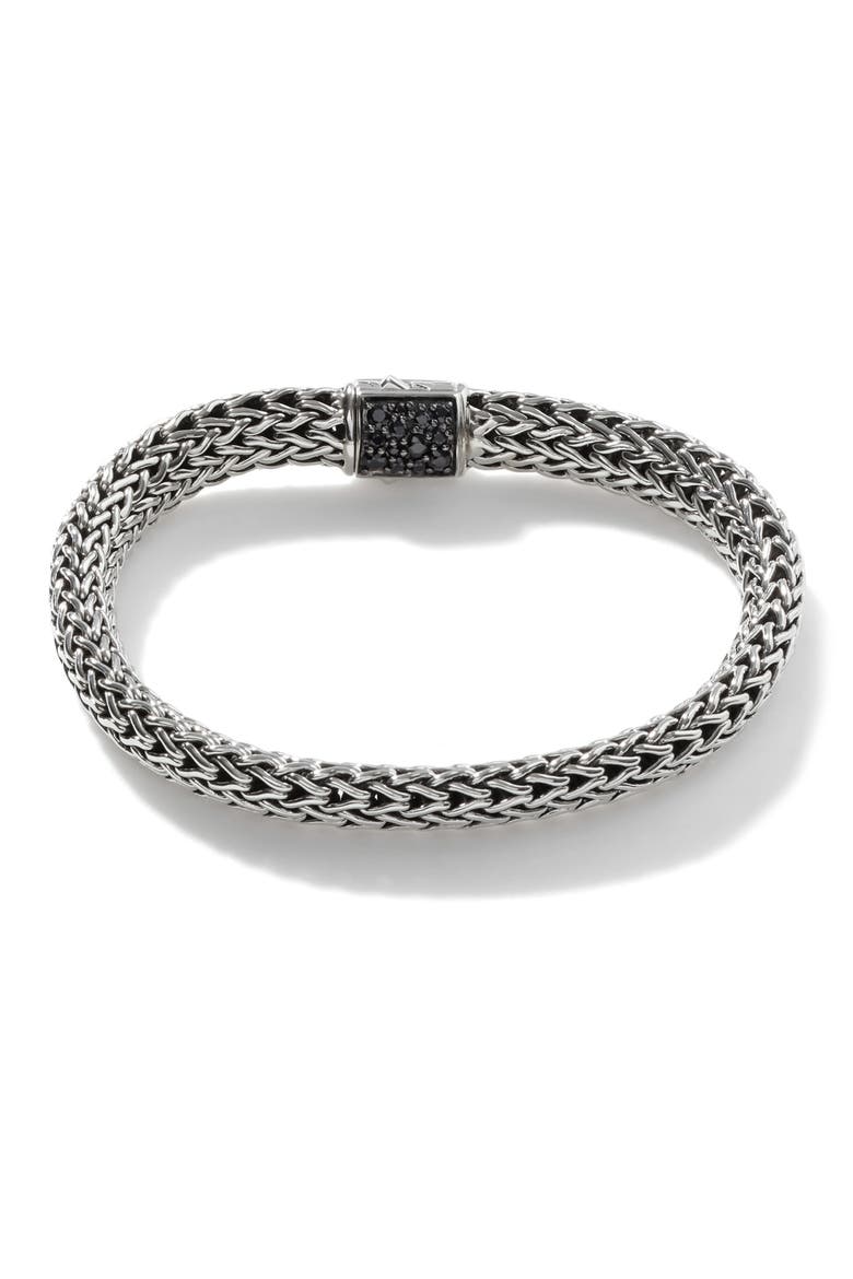 Reversible Icon Bracelet, Sterling Silver, Pavé, 6.5mm, Alternate, color, BLACK SAPPHIRE/ CITRINE