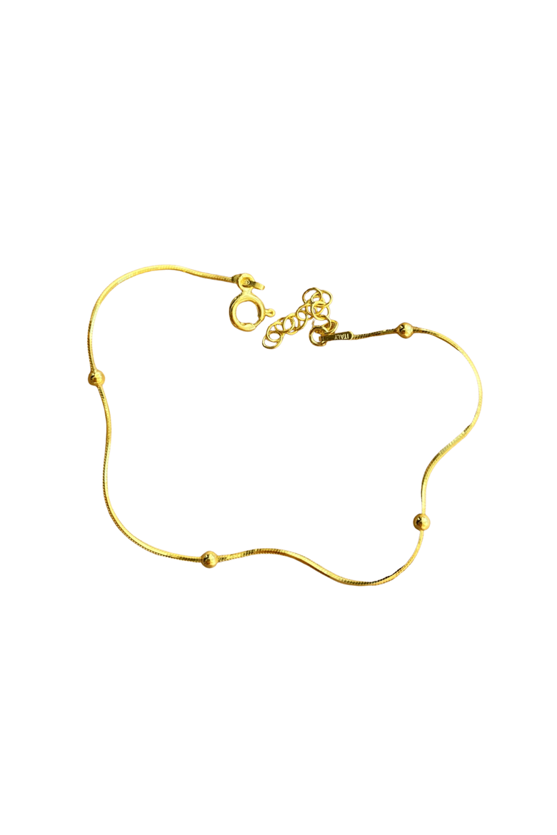 Italian Bead Chain Sterling Silver Satellite Bracelet, Main, color, Gold