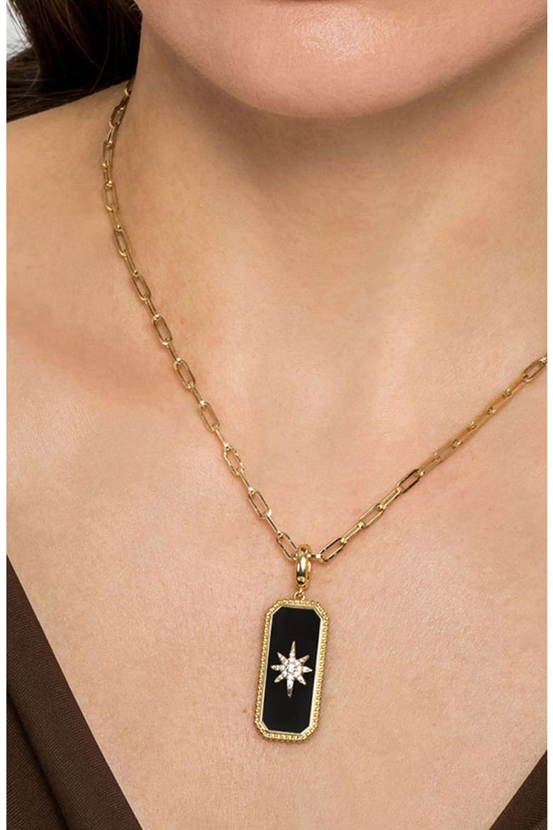 Diamond & Onyx Bujukan Medallion Pendant, Alternate, color, GOLD