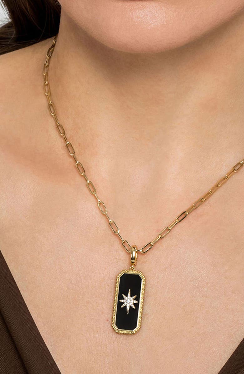 Gabriel & Co. Diamond & Onyx Bujukan Medallion Pendant, Alternate, color, Gold