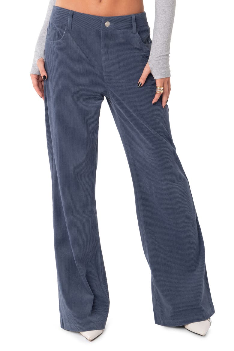 Dawn High Waist Wide Leg Corduroy Pants, Main, color, BLUE
