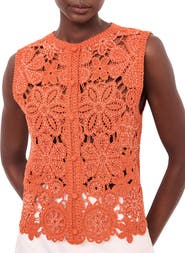 MINT VELVET Cotton Blend Crochet Top