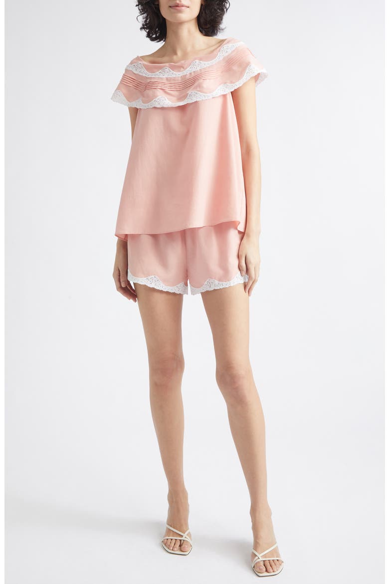 Tabitha Lace Trim Tencel™ lyocell Shorts, Alternate, color, BLOSSOM