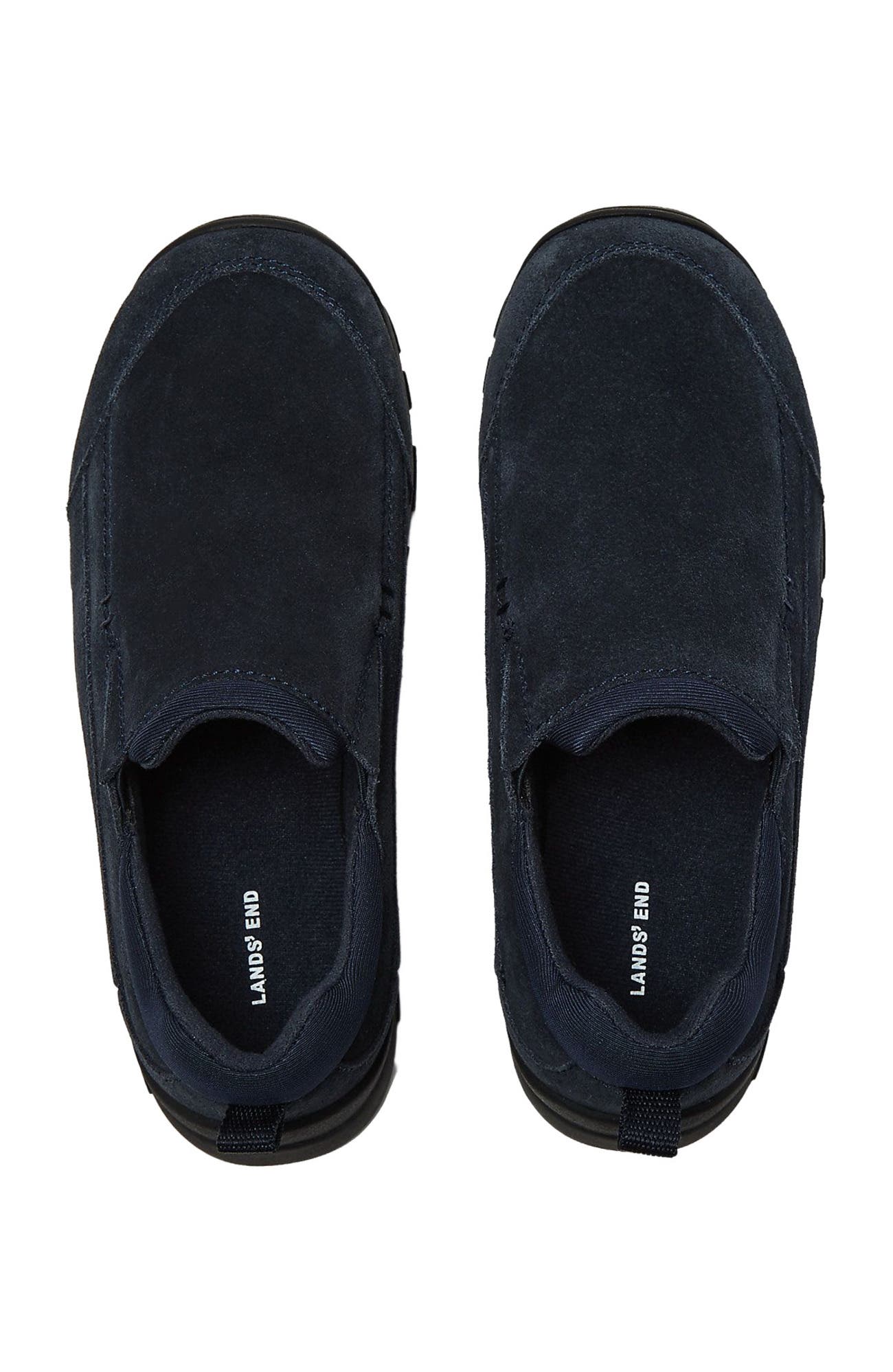 Kids All Weather Suede Leather Slip On Moc Shoes, Alternate, color, Classic Navy