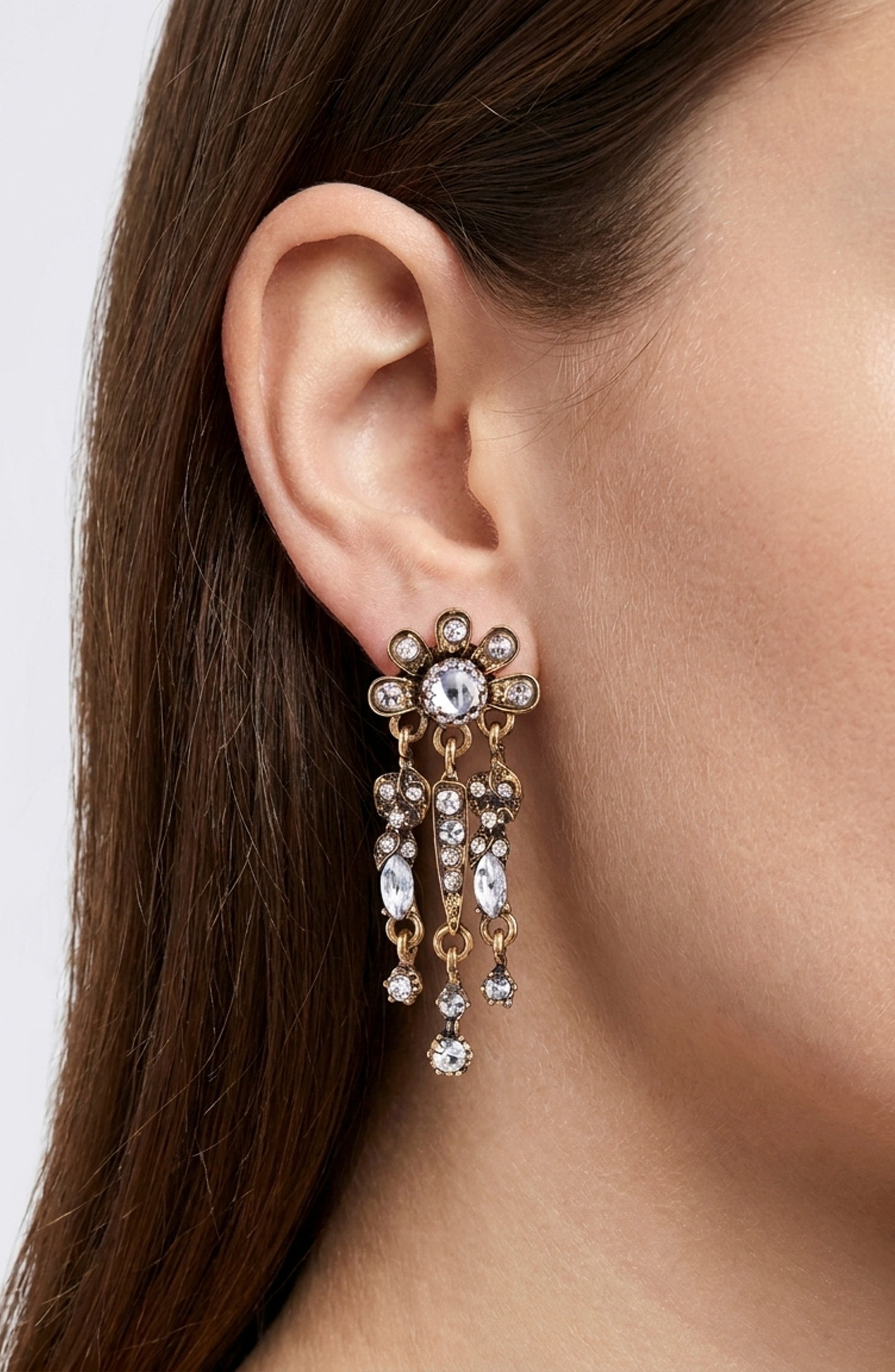 Floral Crystal Chandelier Earrings